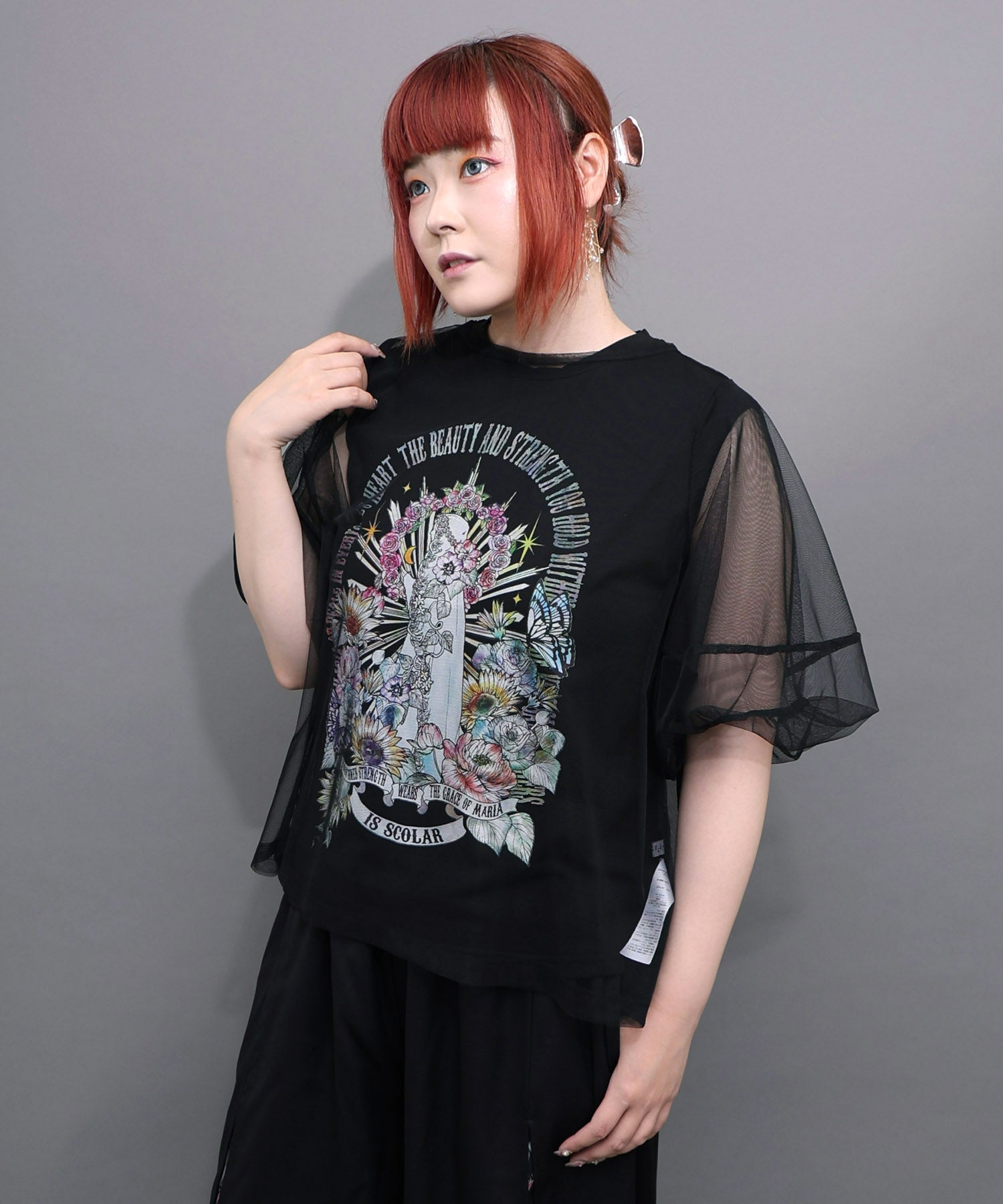 562266：チュール＆彫像柄タンク SETトップスの通販-ScoLar