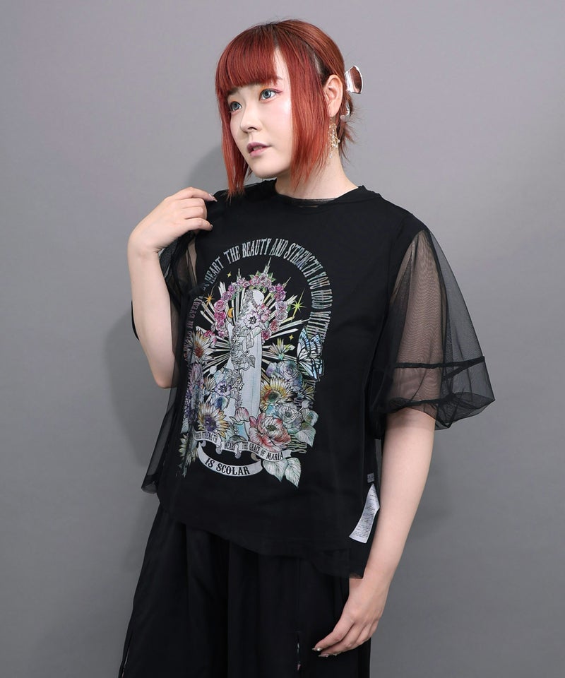 チュール＆彫像柄タンク SETトップス-12