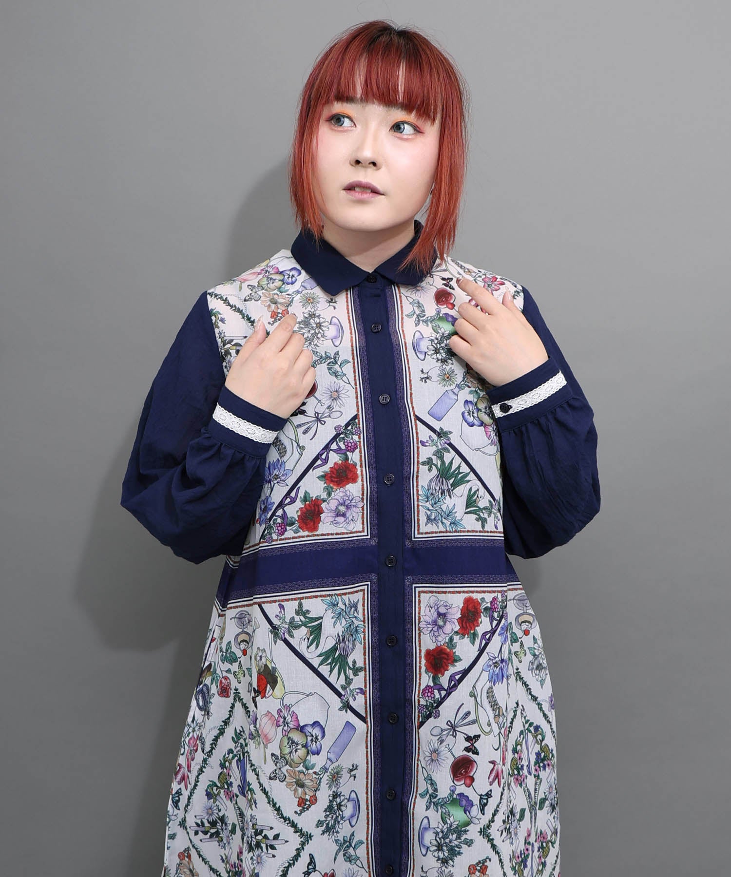 562265：スカーフ柄 クラシカルシャツワンピースの通販-ScoLar