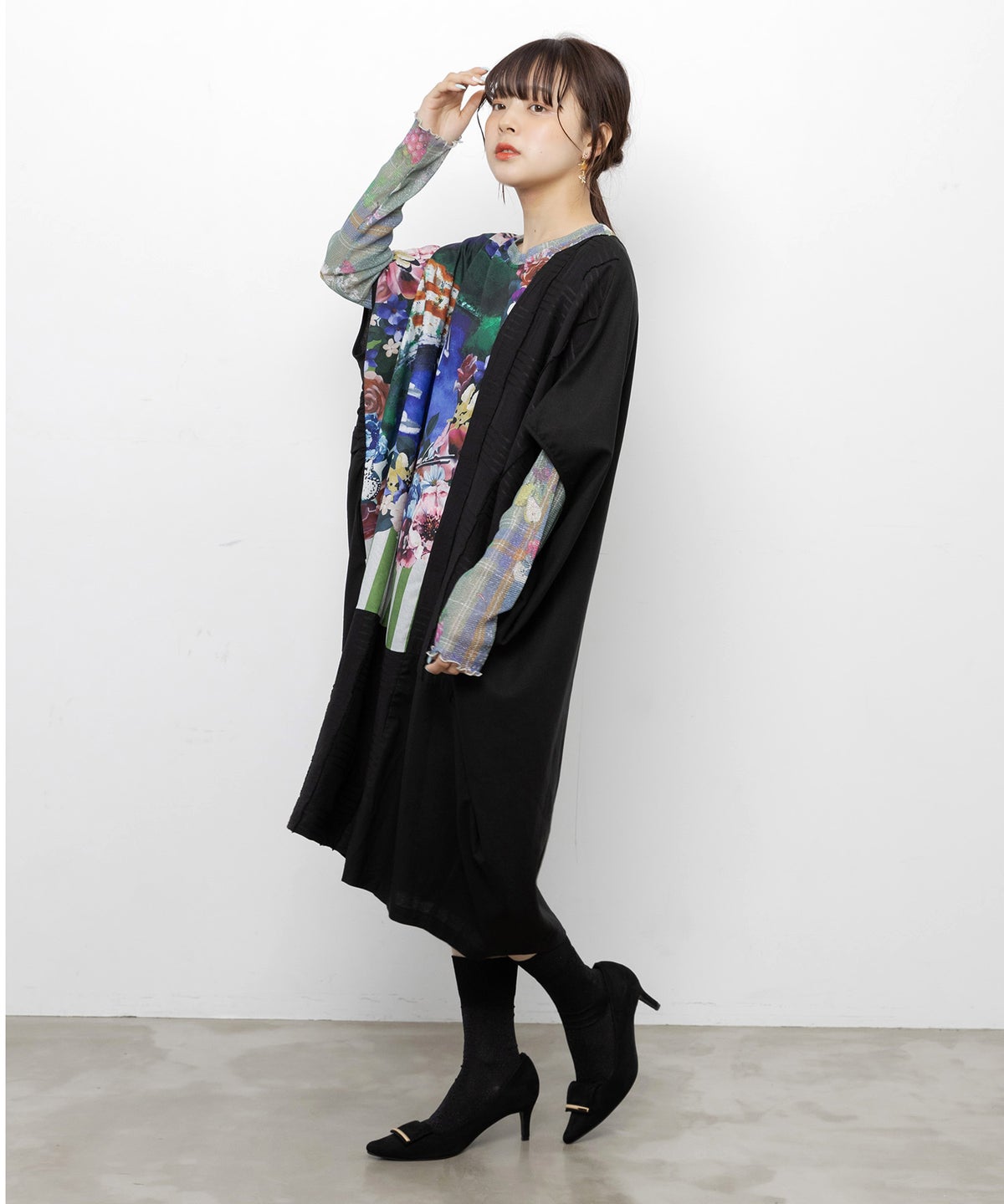 2柄展開 お花orチェック柄 ラメチュールインナー-7