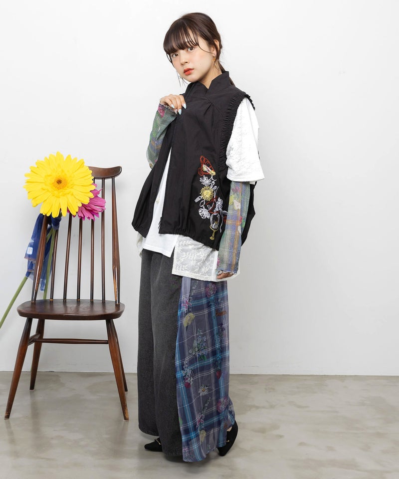 2柄展開 お花orチェック柄 ラメチュールインナー-8