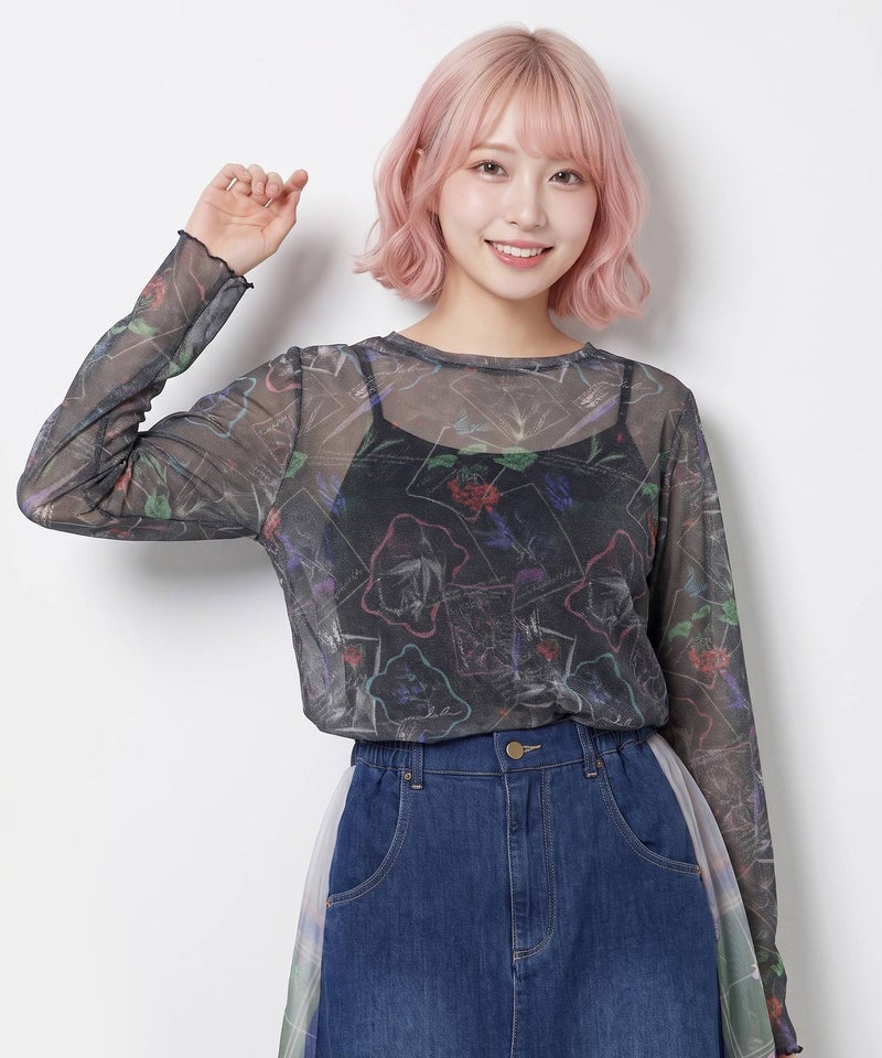 2柄展開 お花orチェック柄 ラメチュールインナー-9