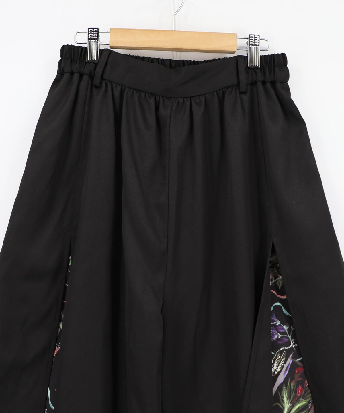 無地×お花図鑑柄 スリット入りワイドパンツ-23