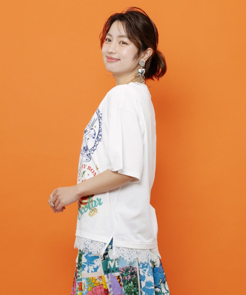 いろんなフード柄 裾レースTシャツ-4