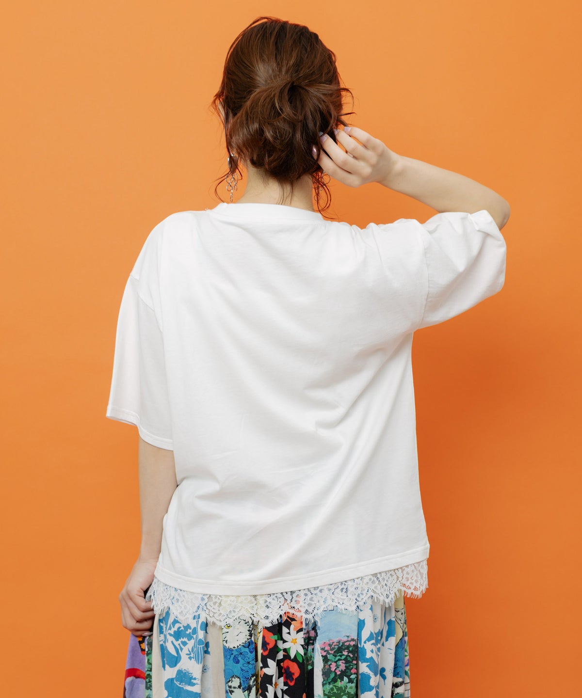 いろんなフード柄 裾レースTシャツ-5