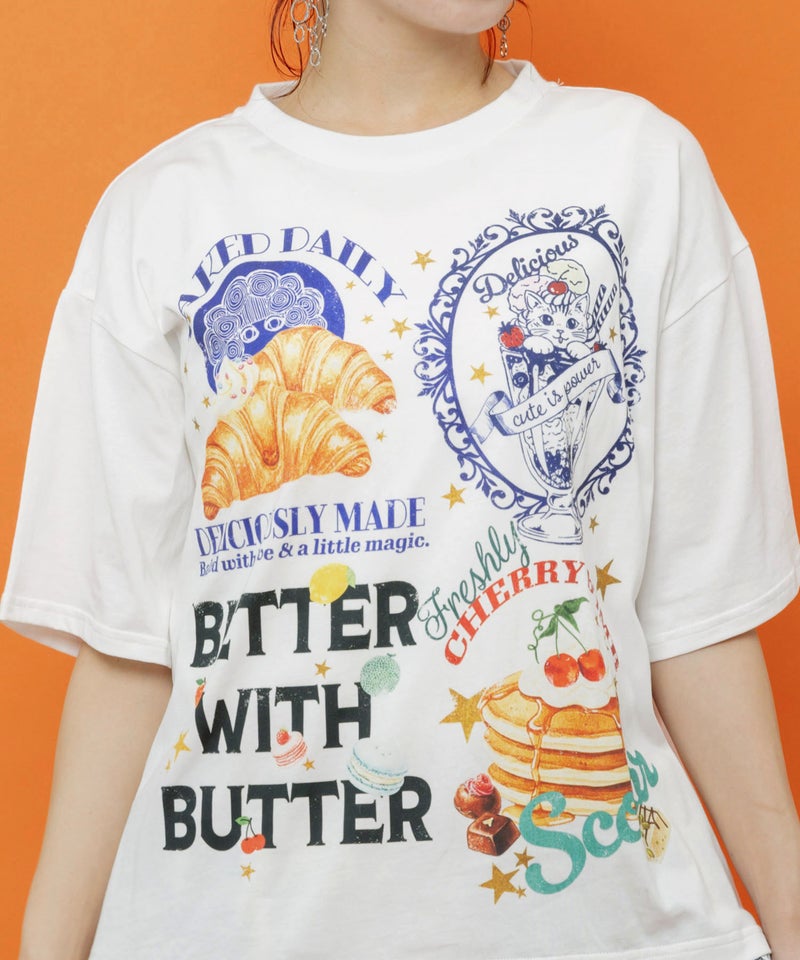 いろんなフード柄 裾レースTシャツ-7