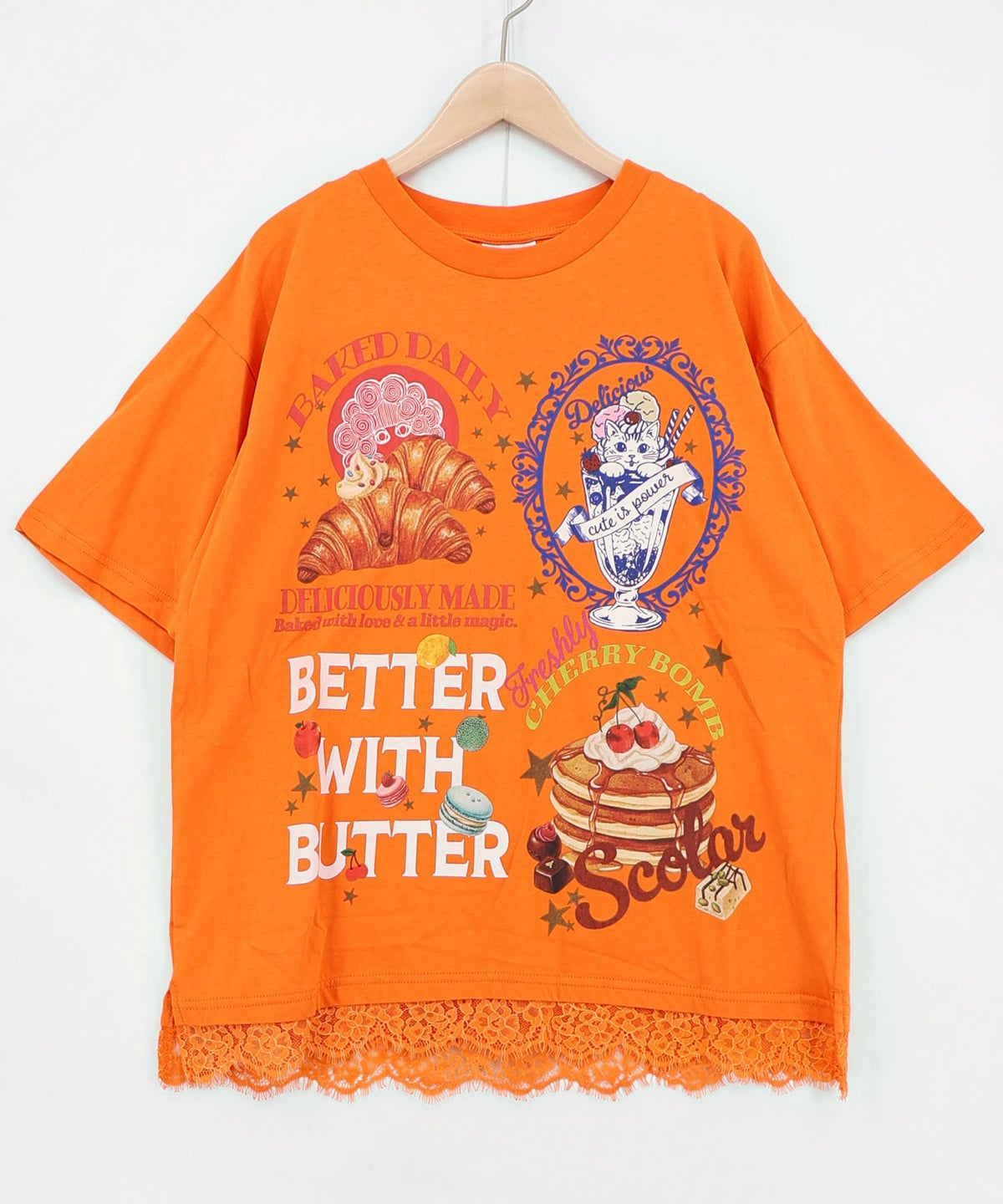 いろんなフード柄 裾レースTシャツ-20