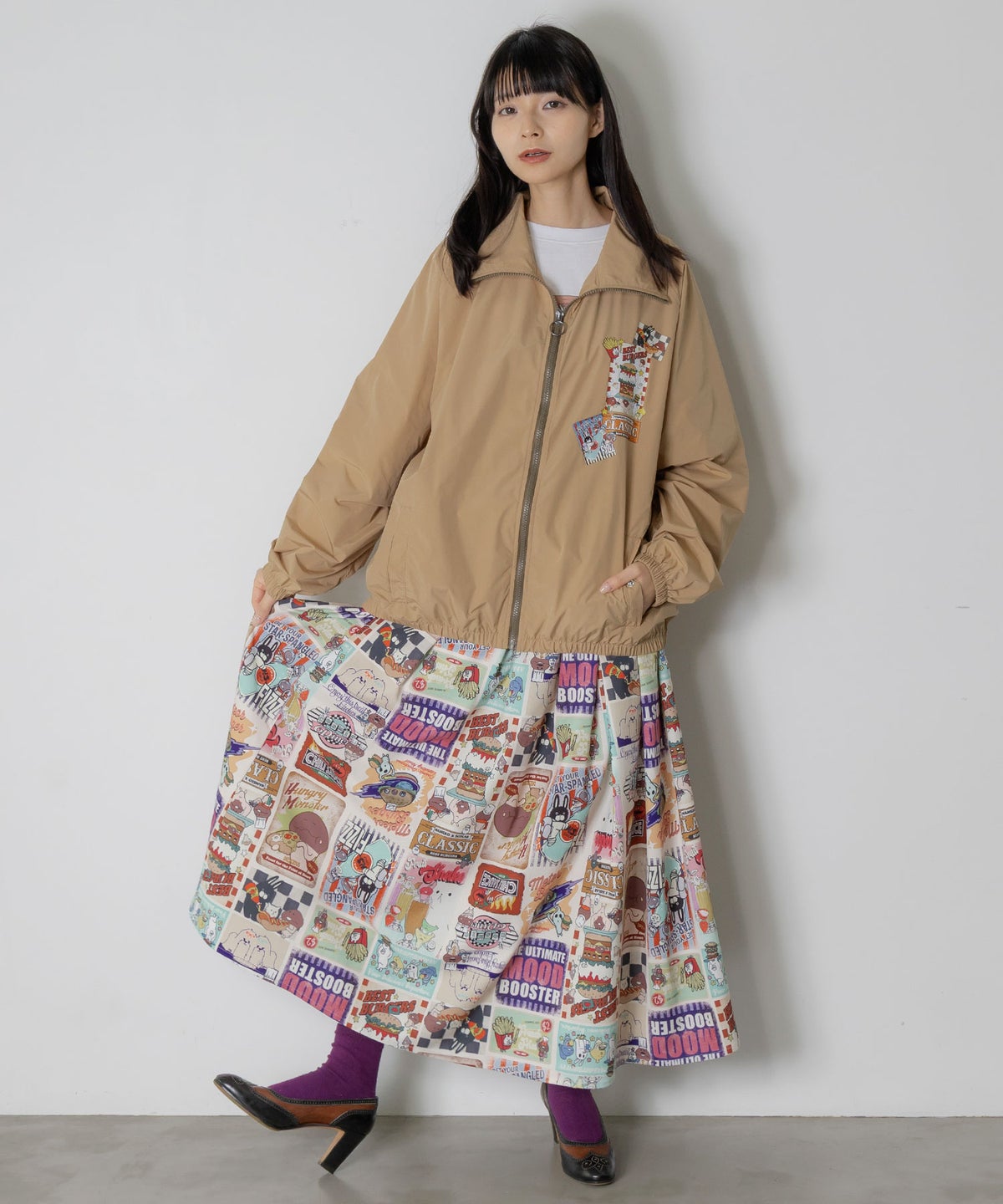 なめこ×ScoLar クラシックダイナー 総柄スカート-10