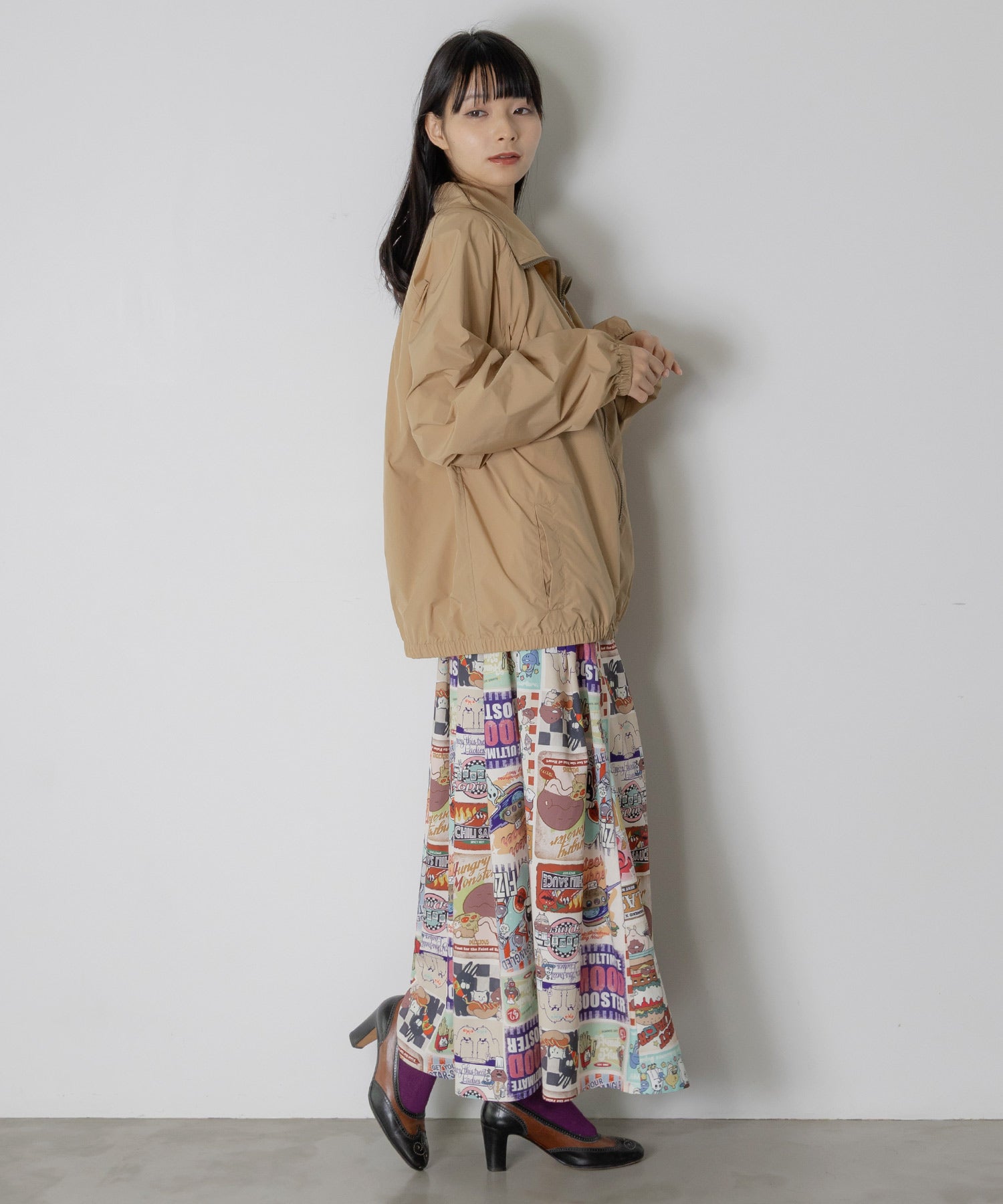 163602：なめこ×ScoLar クラシックダイナー 総柄スカートの通販-ScoLar