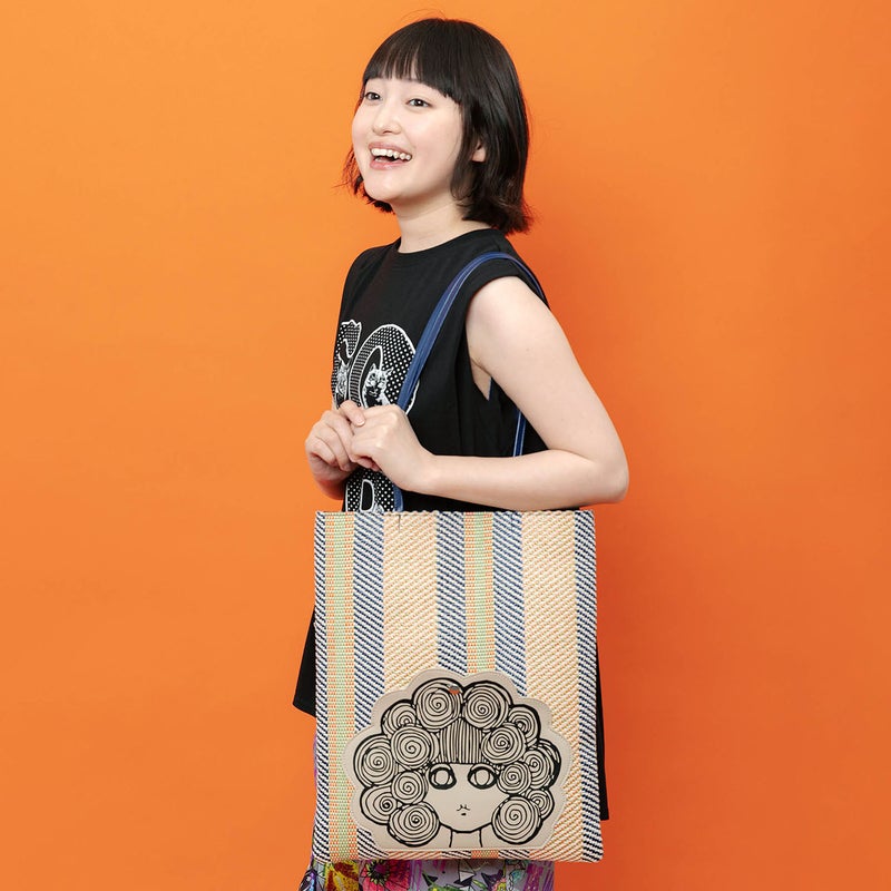 スカラーちゃんお顔ポケット付き ライントートバッグ-4