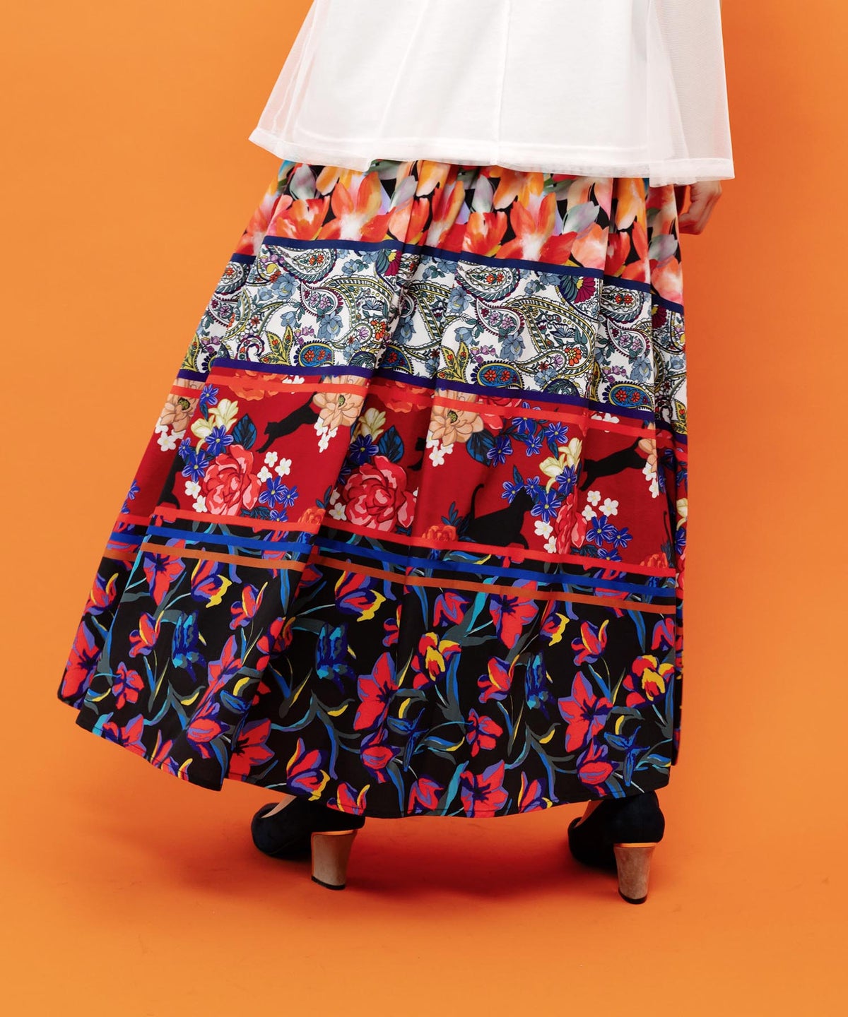 アンティーク調パッションムード柄スカート-6