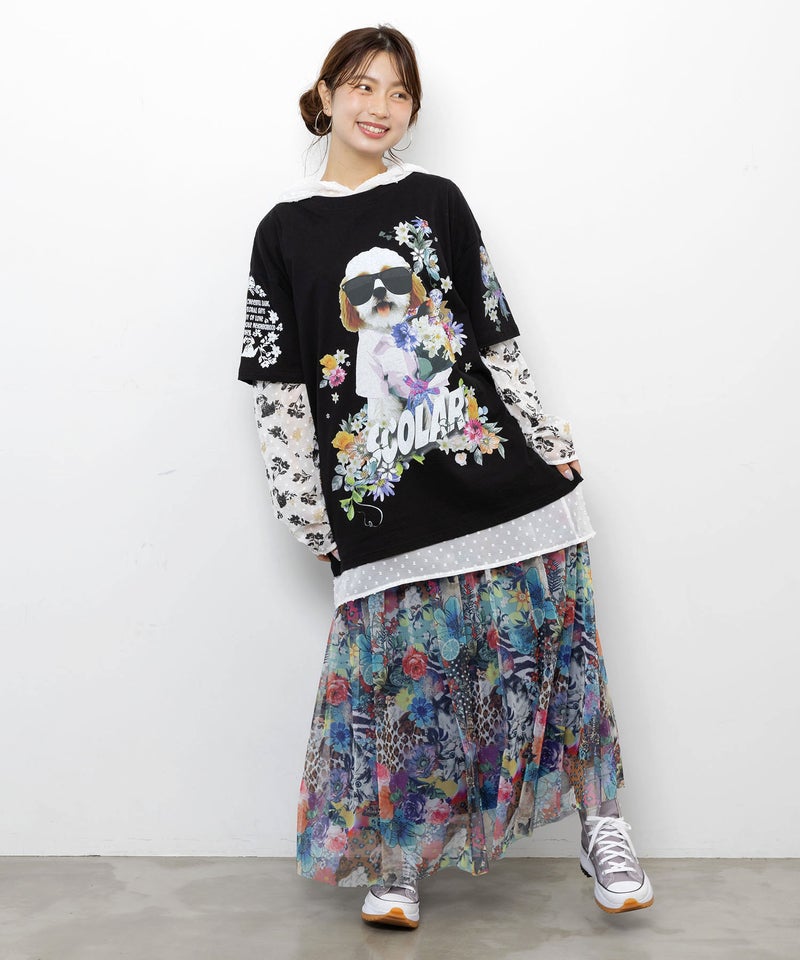 お花＆サングラスシーズーTシャツ-3