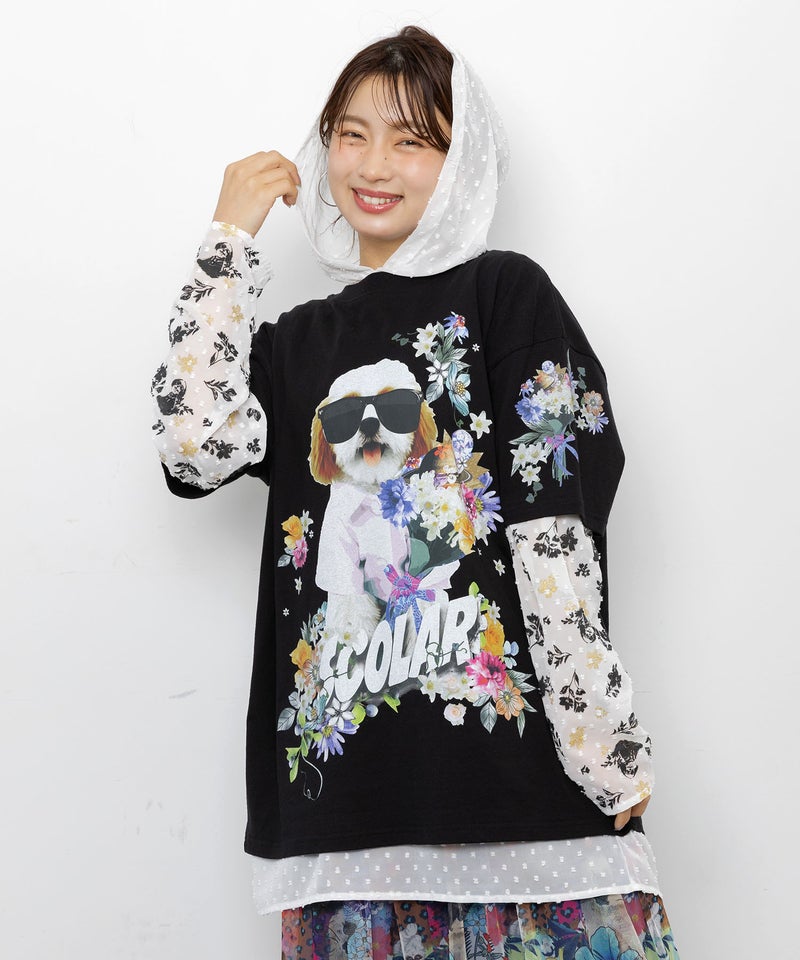 お花＆サングラスシーズーTシャツ-6