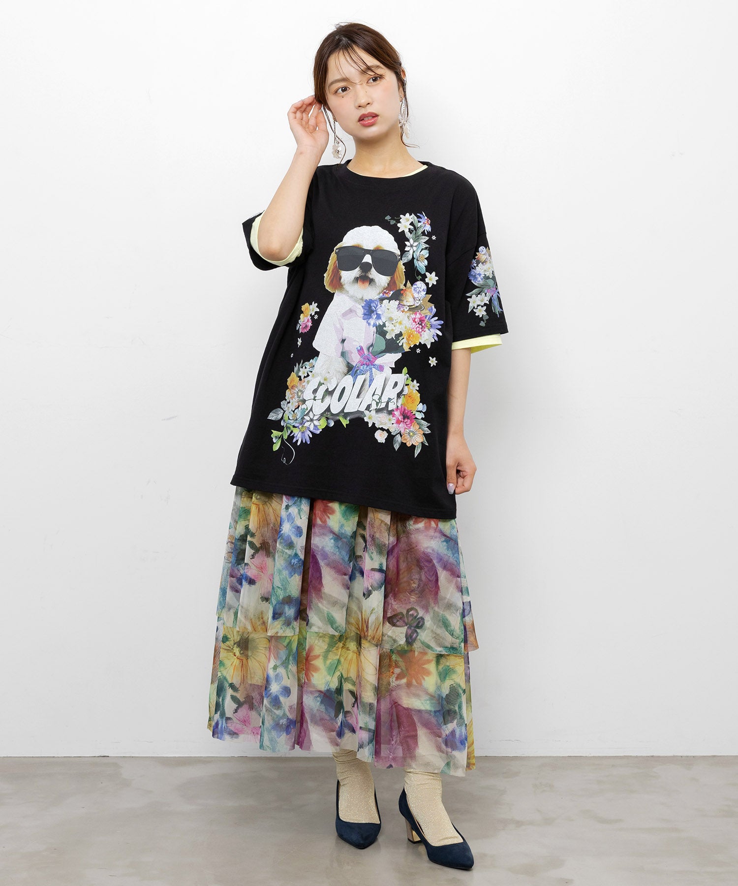 162754：【公式店限定】お花＆サングラスシーズーTシャツの通販-ScoLar