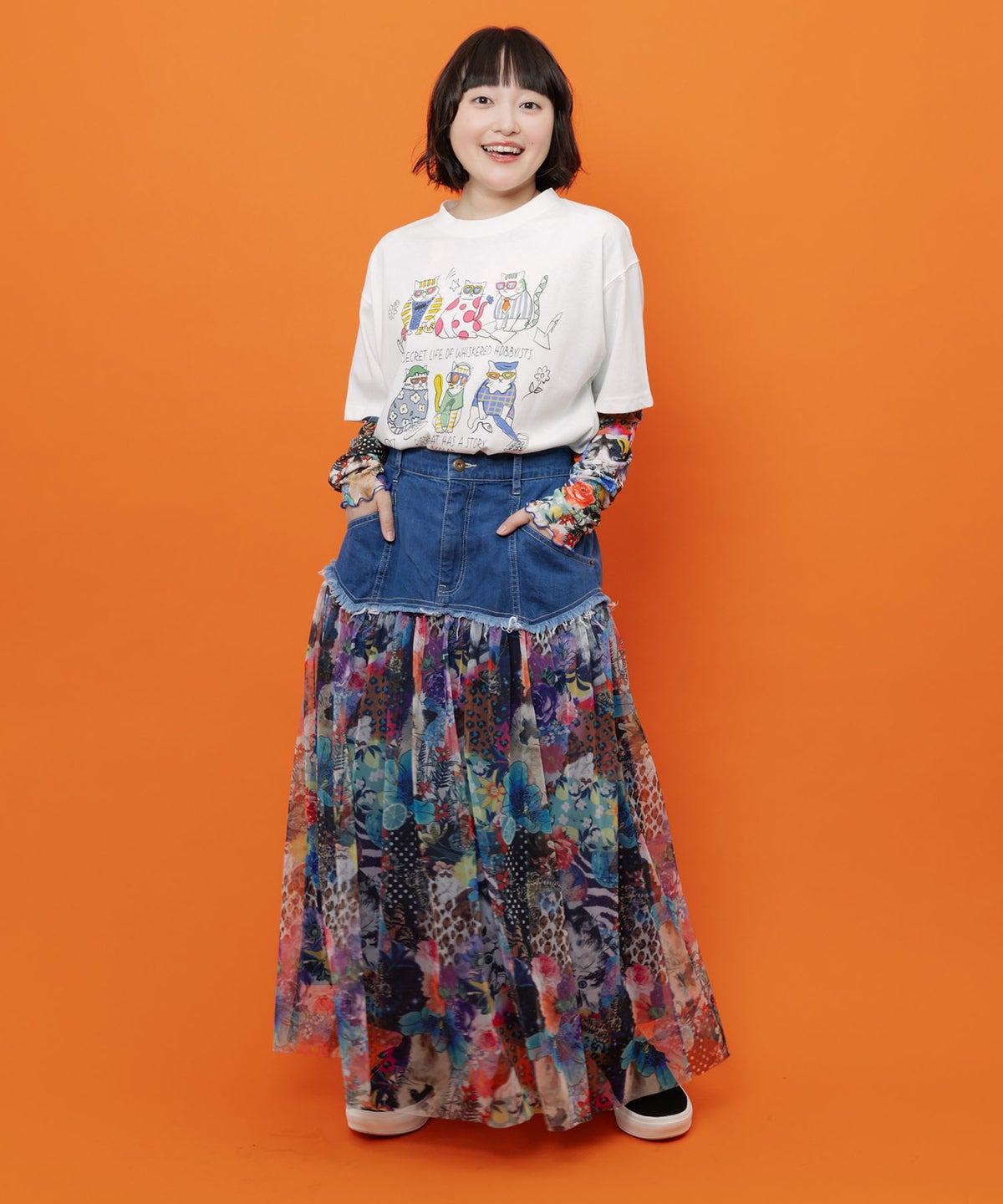 おしゃれネコ柄 接触冷感Tシャツ-2