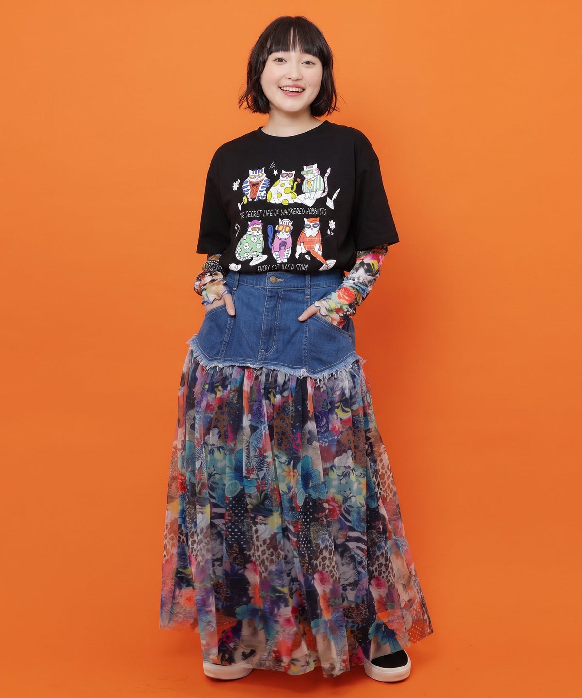 おしゃれネコ柄 接触冷感Tシャツ-2