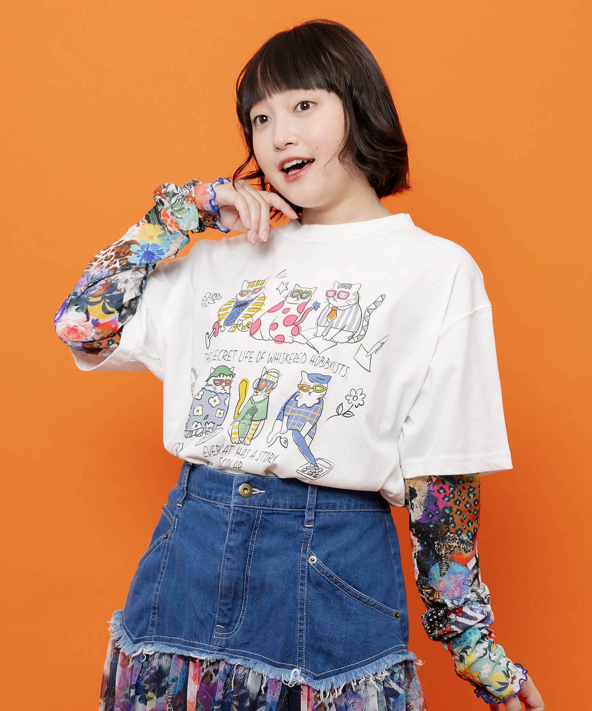 おしゃれネコ柄 接触冷感Tシャツ-3