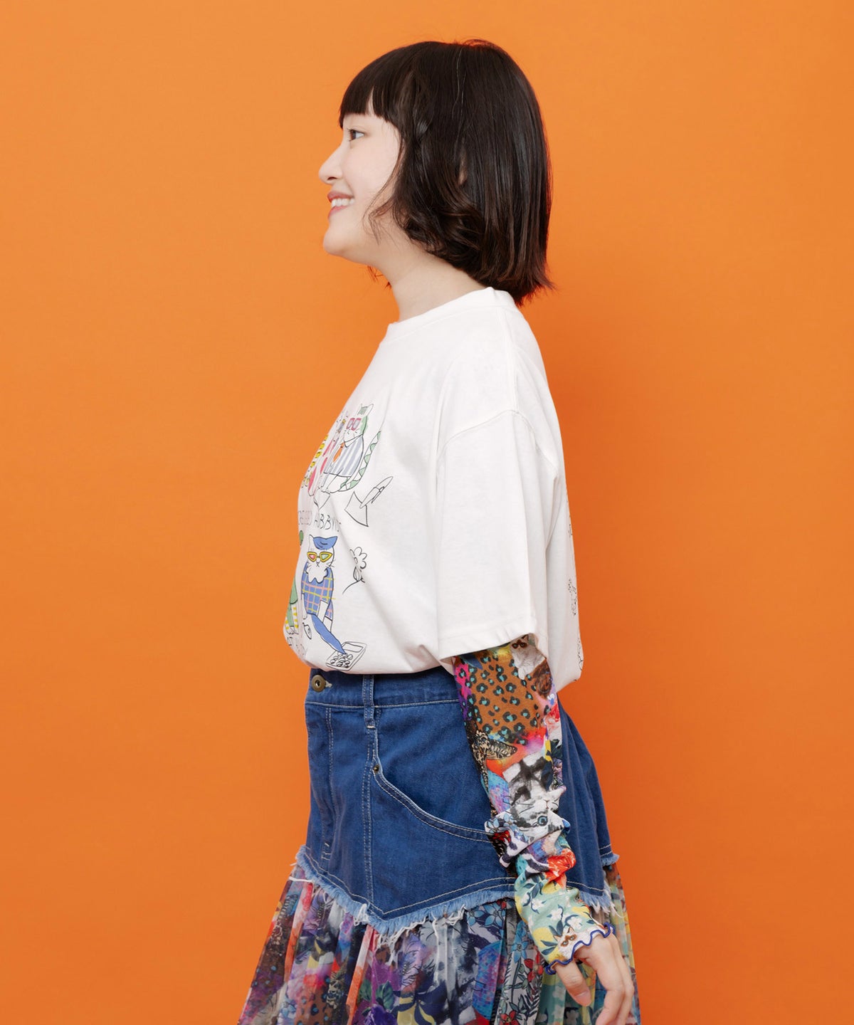 おしゃれネコ柄 接触冷感Tシャツ-4