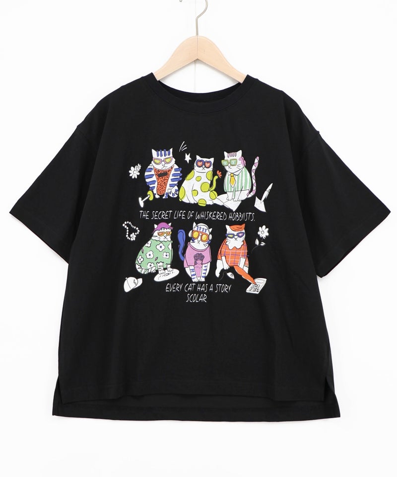 おしゃれネコ柄 接触冷感Tシャツ-12