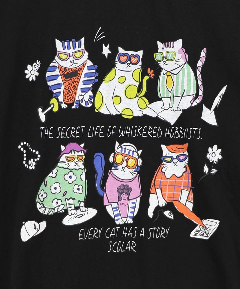 おしゃれネコ柄 接触冷感Tシャツ-14