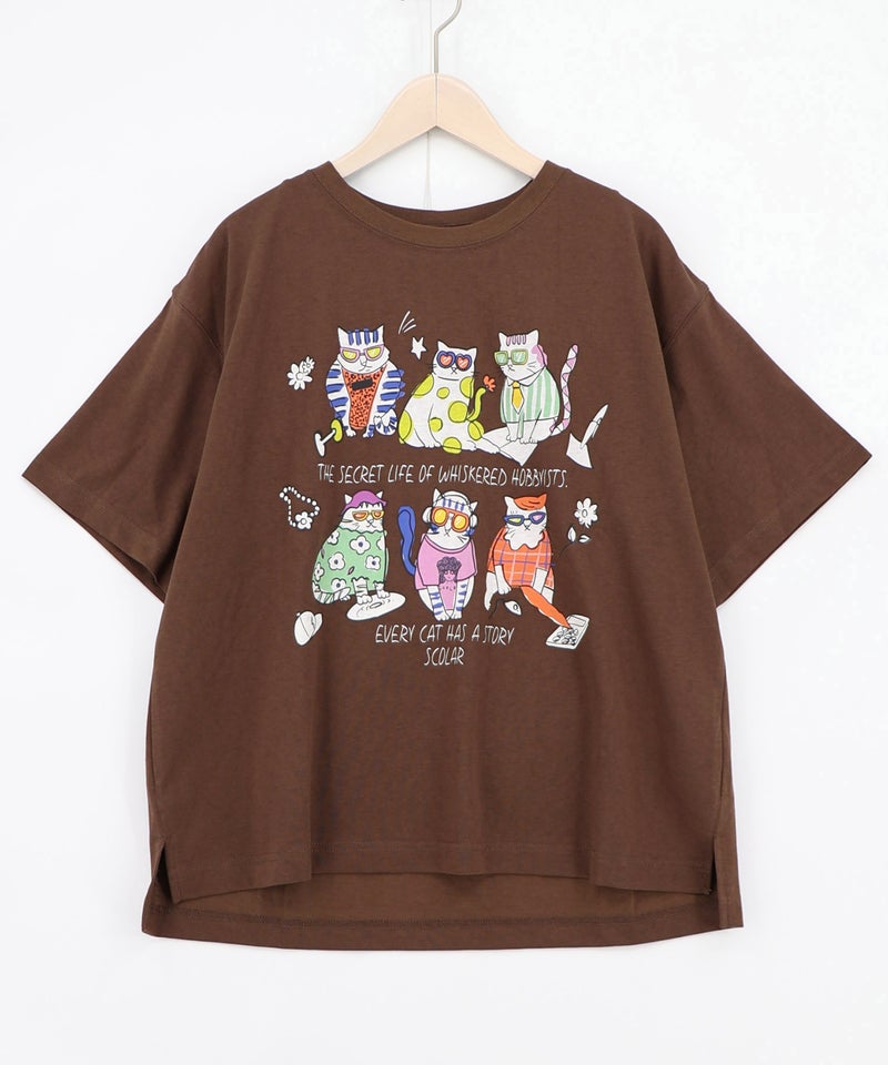 おしゃれネコ柄 接触冷感Tシャツ-15