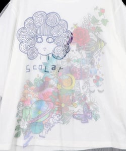 スカラーちゃん×花×惑星柄 チュール重ねTシャツ-10