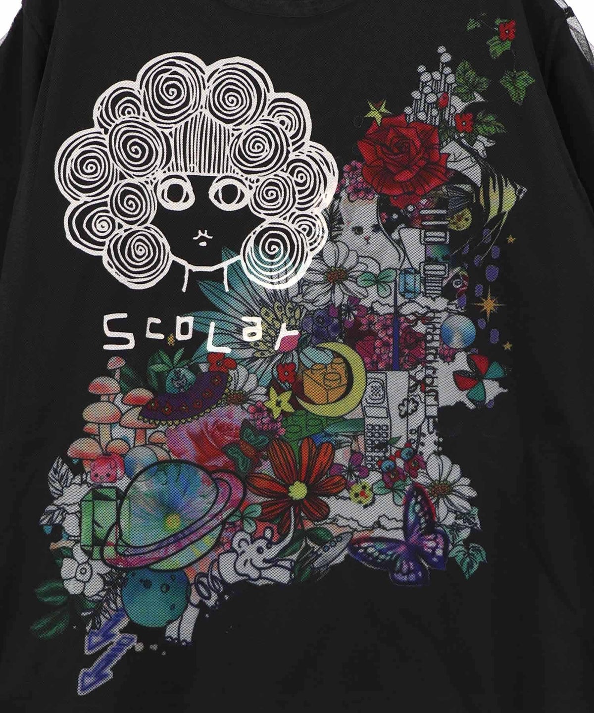 スカラーちゃん×花×惑星柄 チュール重ねTシャツ-12