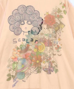 スカラーちゃん×花×惑星柄 チュール重ねTシャツ-14