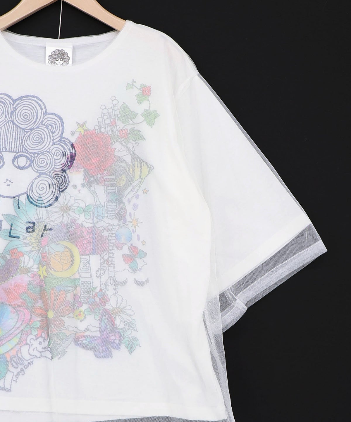 スカラーちゃん×花×惑星柄 チュール重ねTシャツ-16