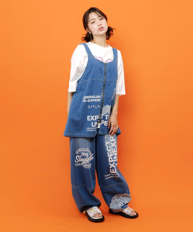 ロゴ半ラバープリント デニムorヒッコリー2wayベスト-12