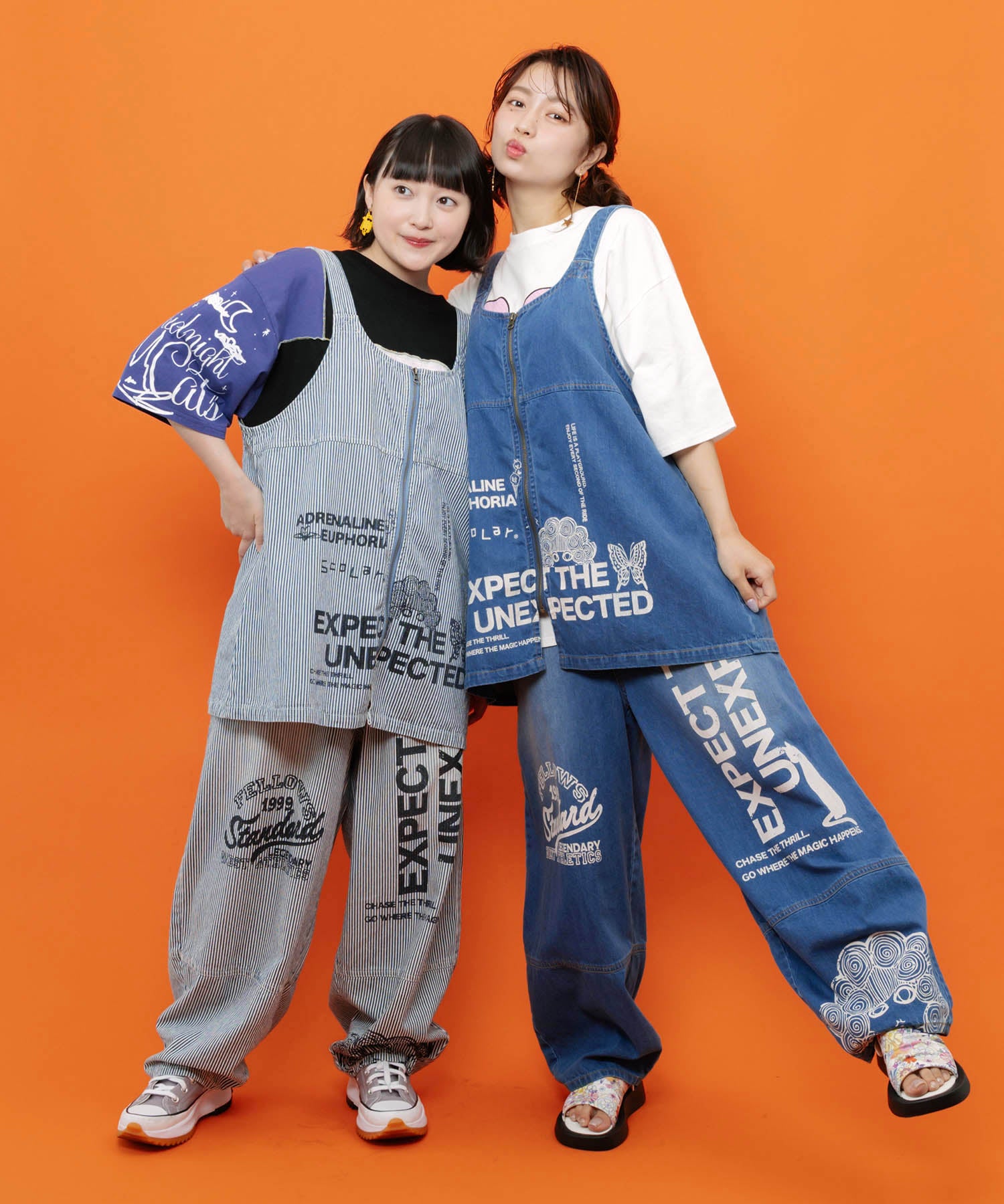 162743：ロゴ半ラバープリント デニムorヒッコリーパンツの通販-ScoLar