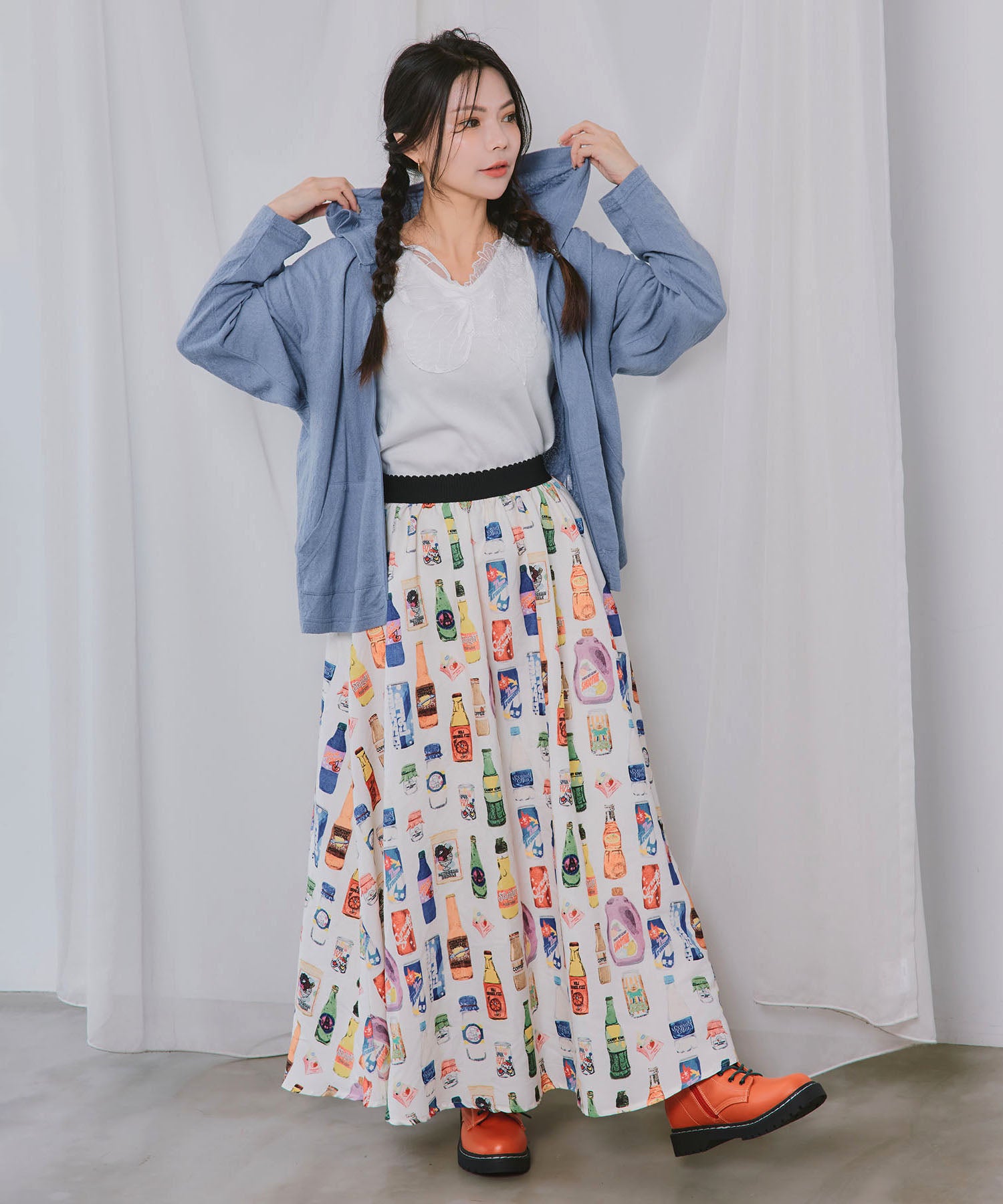 162638-1：花蝶バックアップリケ ローズジャガードパーカーの通販-ScoLar