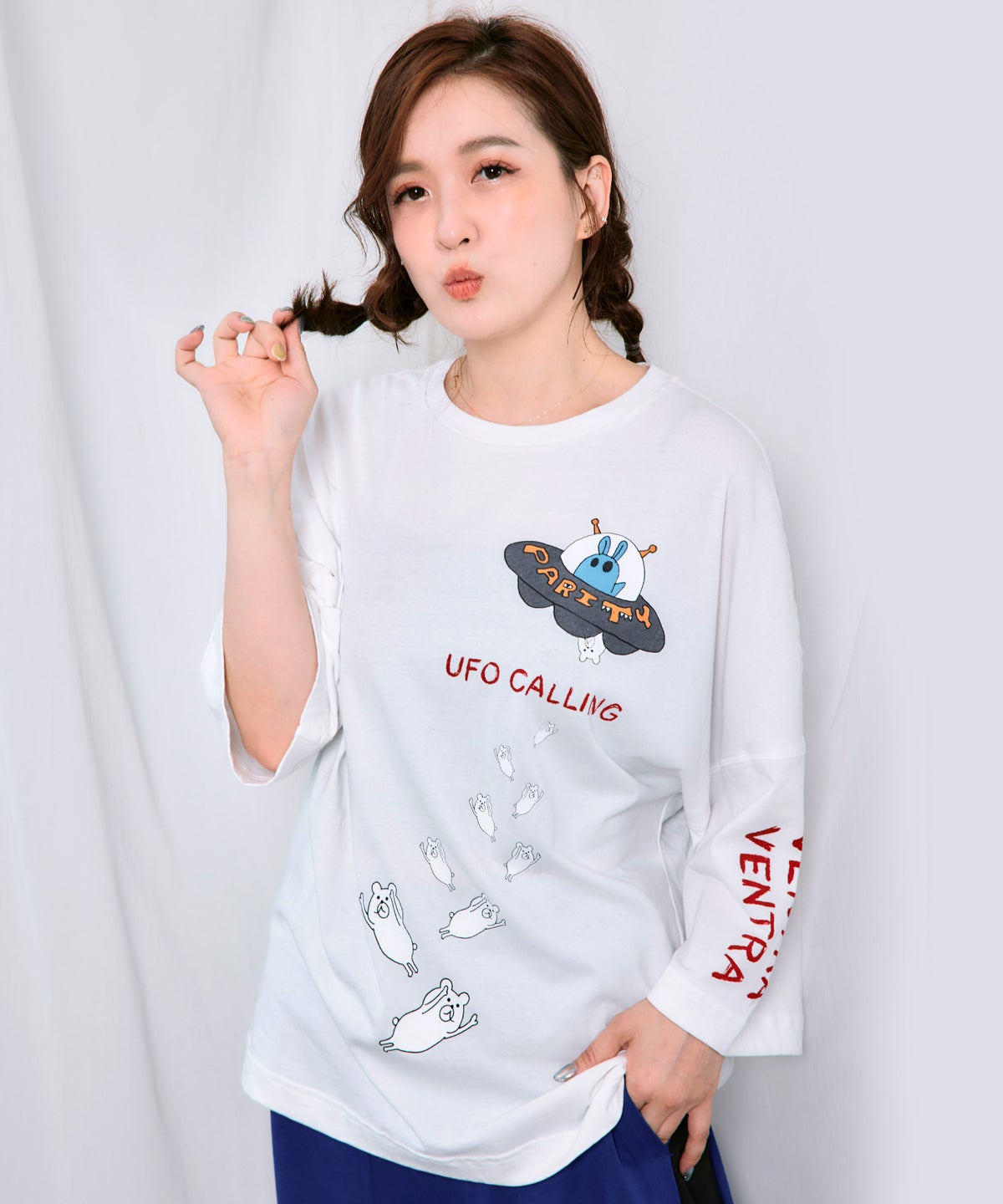 UFO離脱クマ柄Tシャツ-1