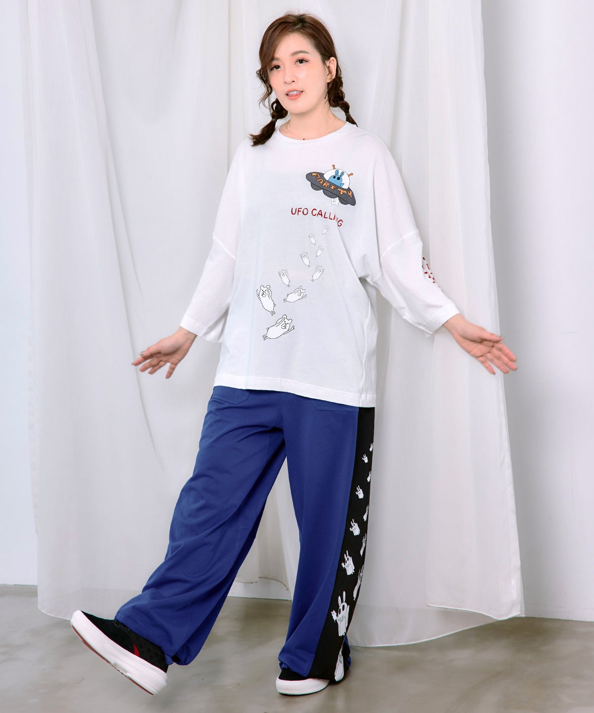 UFO離脱クマ柄Tシャツ-2