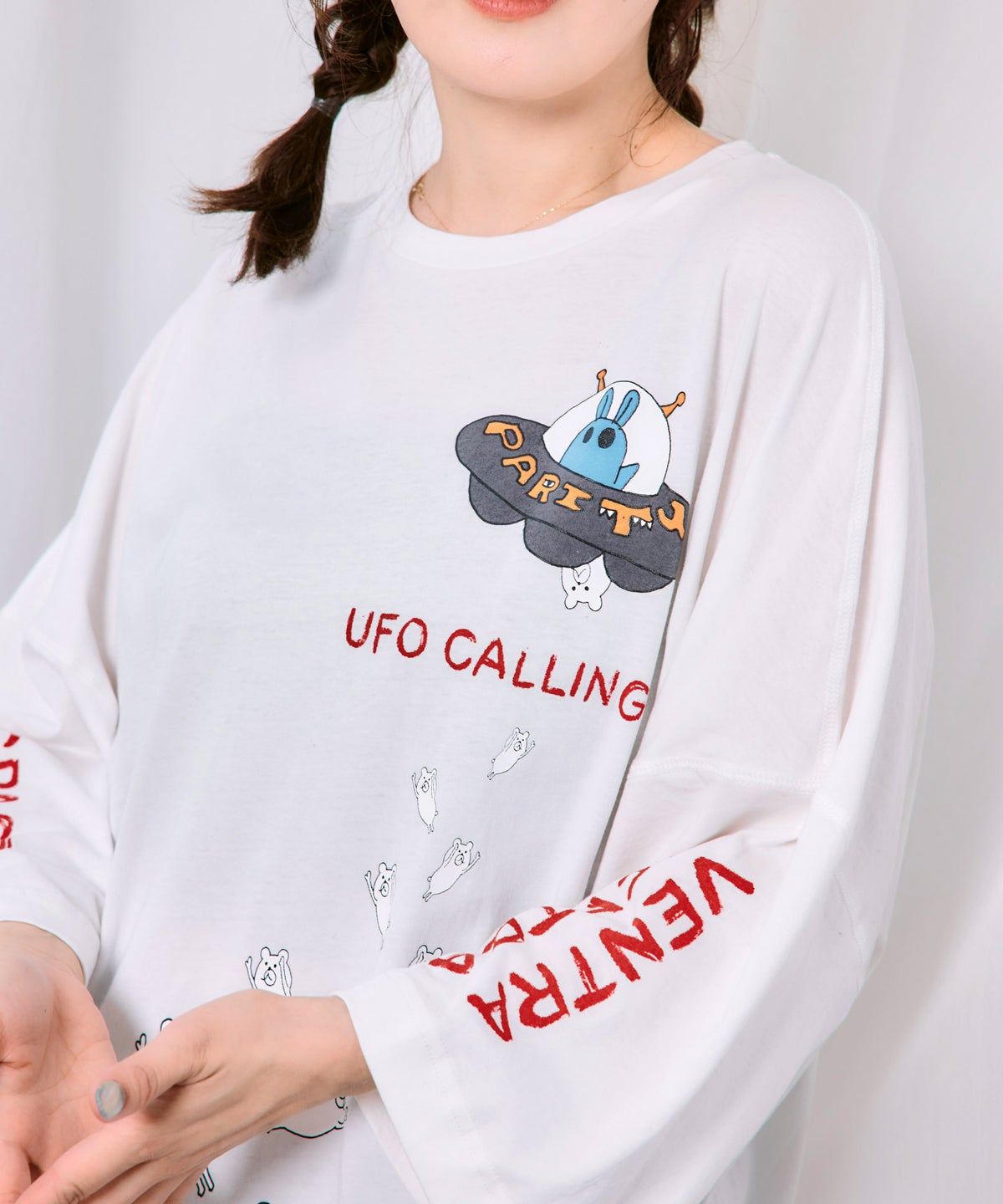 UFO離脱クマ柄Tシャツ-5