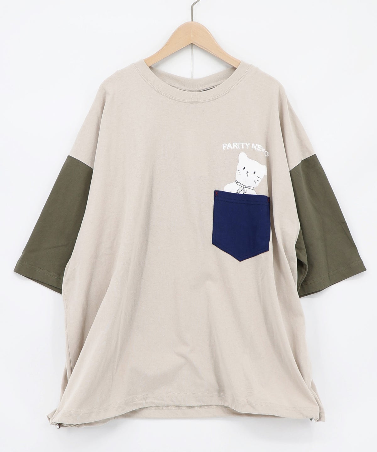 ポケットからひょっこりネコ柄 バンダナ付きプルオーバー-9