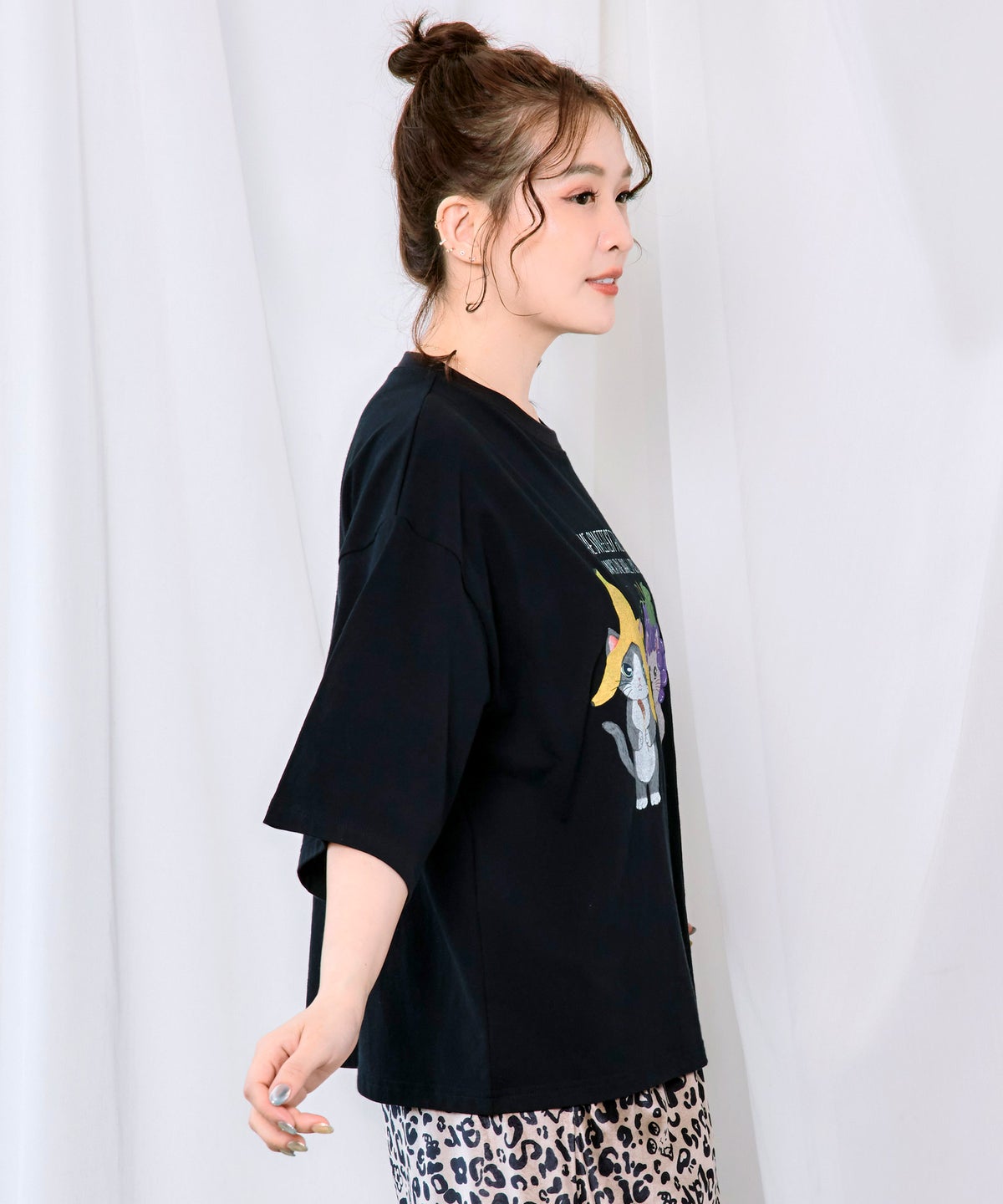 フルーツにゃんず柄 Tシャツ-3