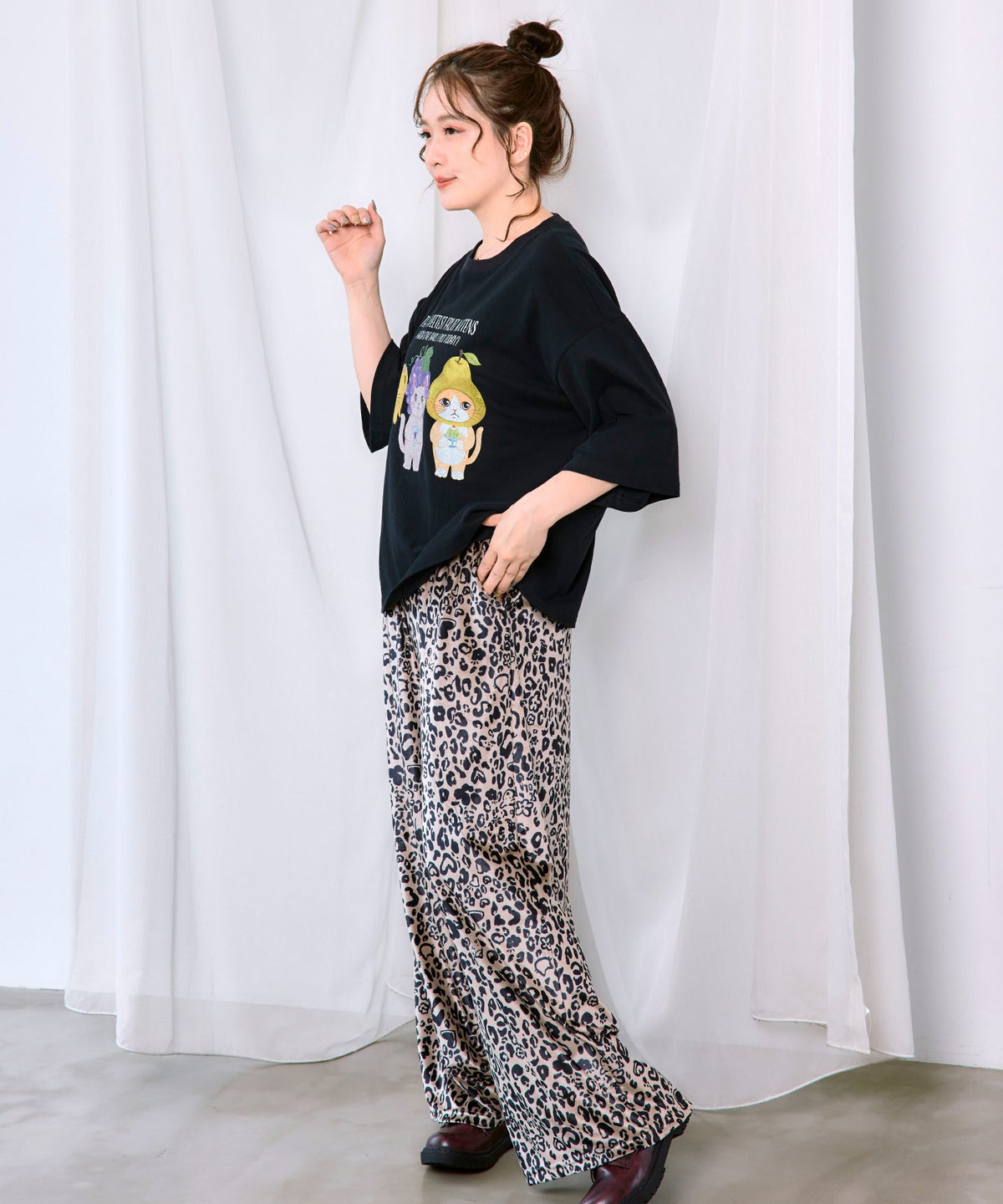 フルーツにゃんず柄 Tシャツ-4