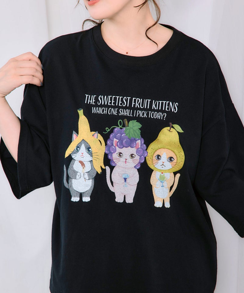 フルーツにゃんず柄 Tシャツ-7