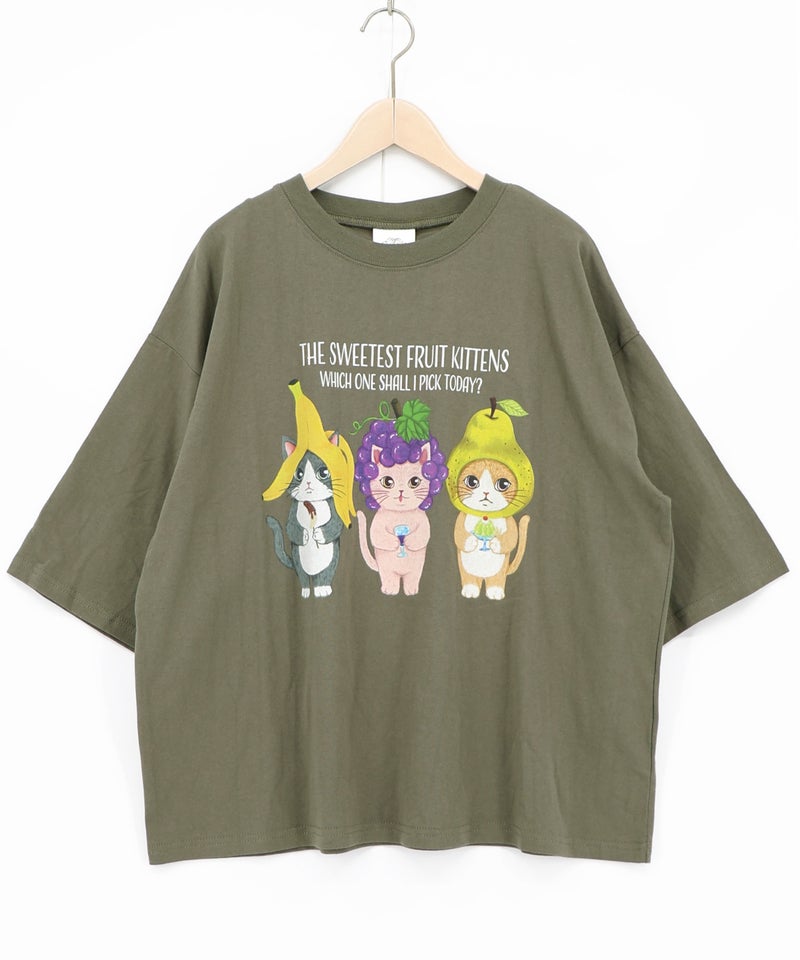 フルーツにゃんず柄 Tシャツ-14