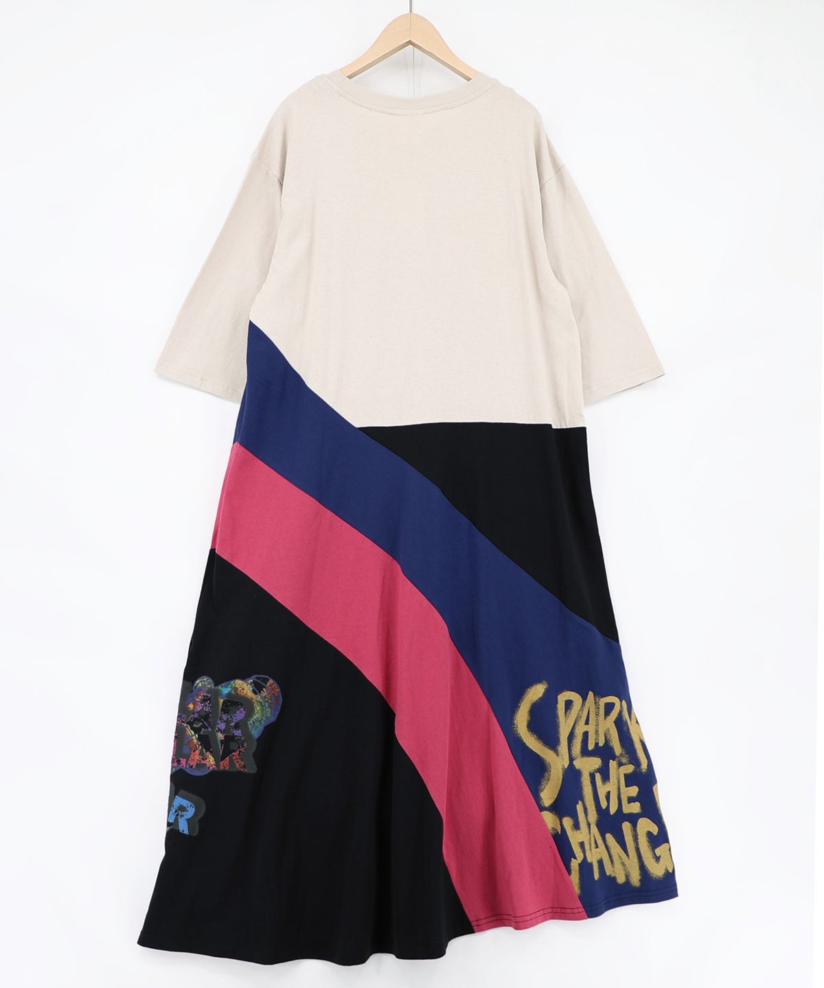 アメリカン風ロゴ 配色Tシャツワンピース-9
