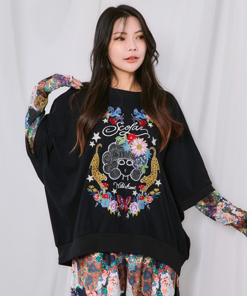スカラー×ヒョウ 刺繍プルオーバー-1
