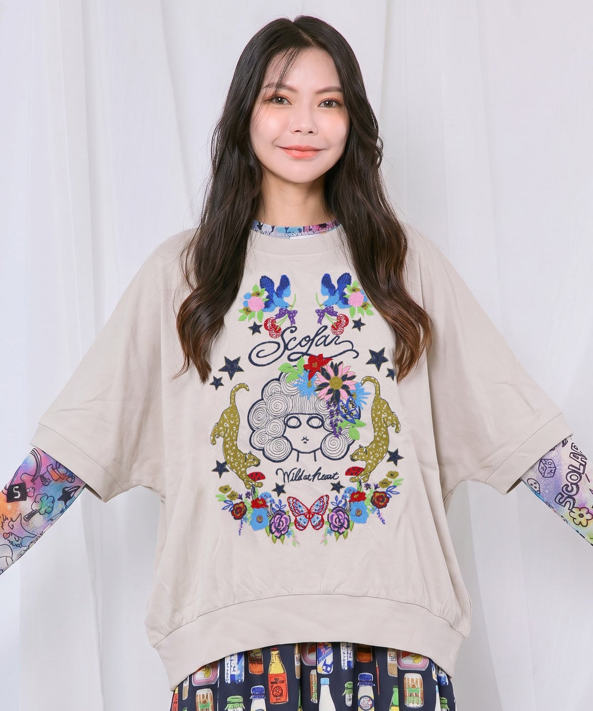 スカラー×ヒョウ 刺繍プルオーバー-1