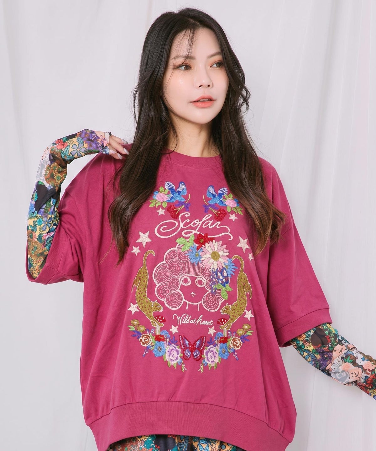 スカラー×ヒョウ 刺繍プルオーバー-3