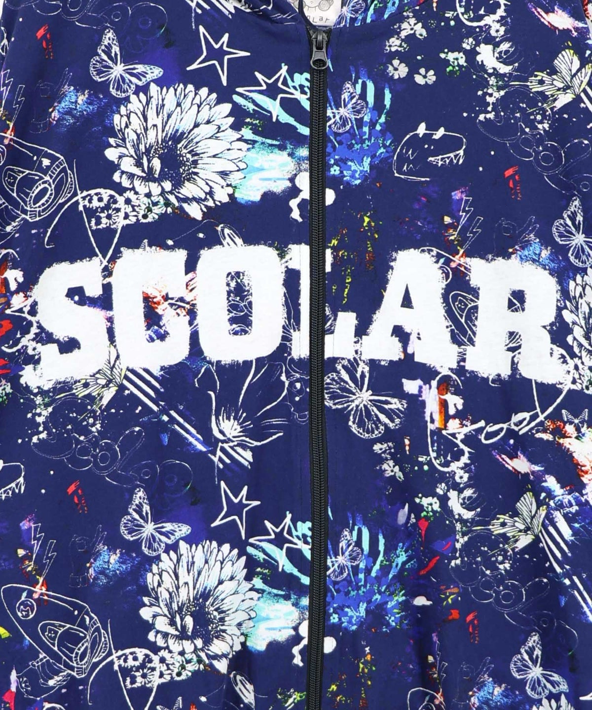 SCOLARロゴ入りポップ総柄パーカー-12