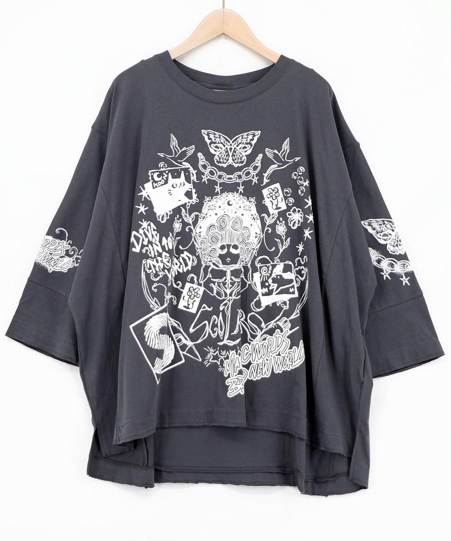 163625：スケッチ柄 ドルマンプルオーバーの通販-ScoLar