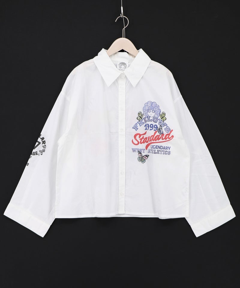 2素材展開 ポップロゴお花バックプリントシャツ-8