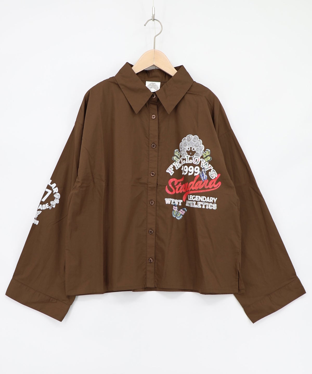 2素材展開 ポップロゴお花バックプリントシャツ-14