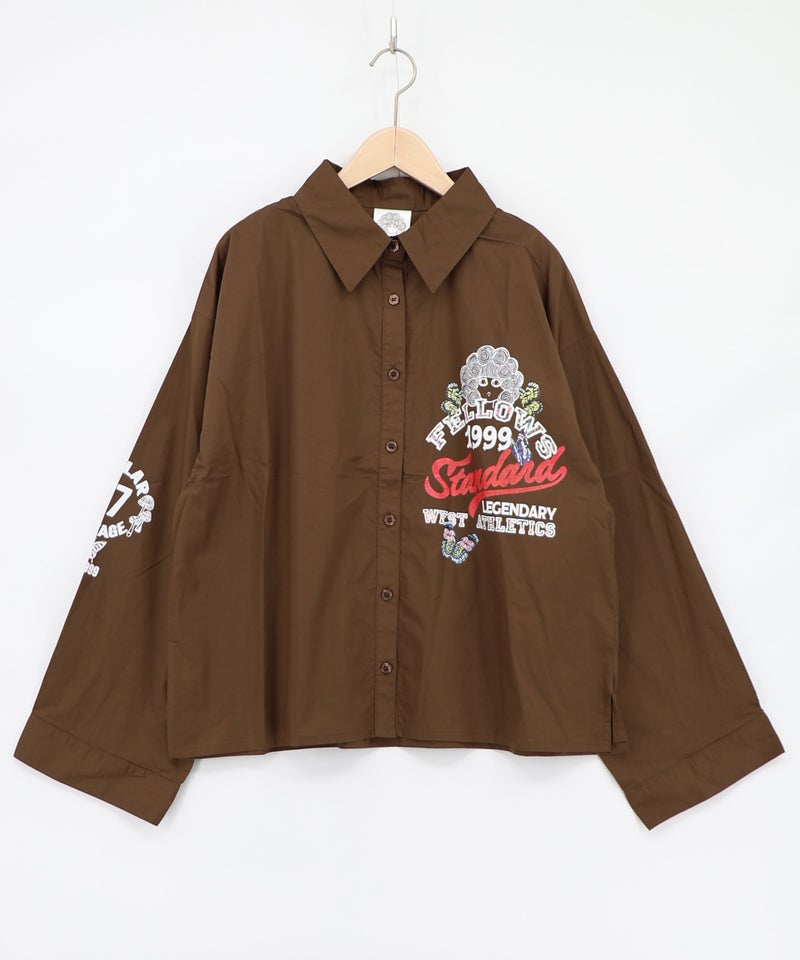 2素材展開 ポップロゴお花バックプリントシャツ-14
