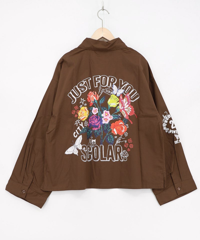 2素材展開 ポップロゴお花バックプリントシャツ-15
